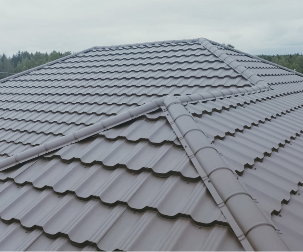 close up of metal shingles