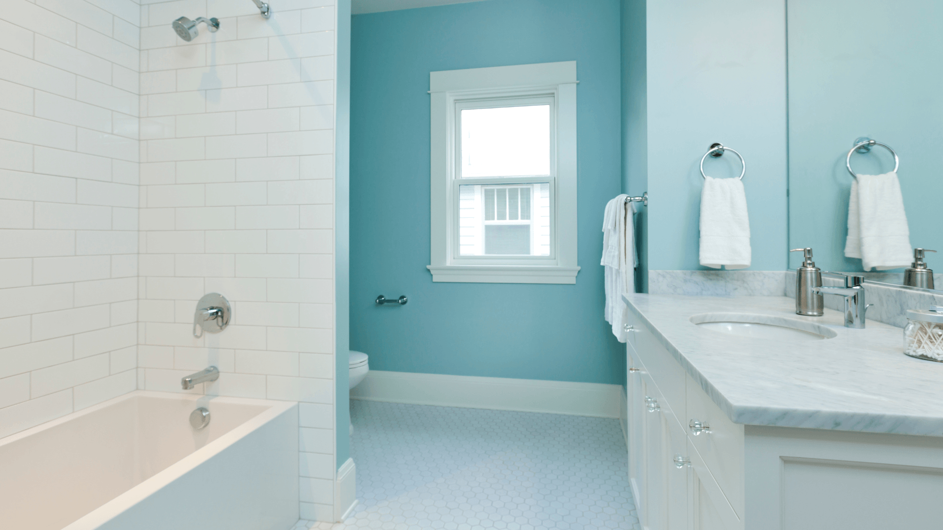 sea foam blue coastal bathroom