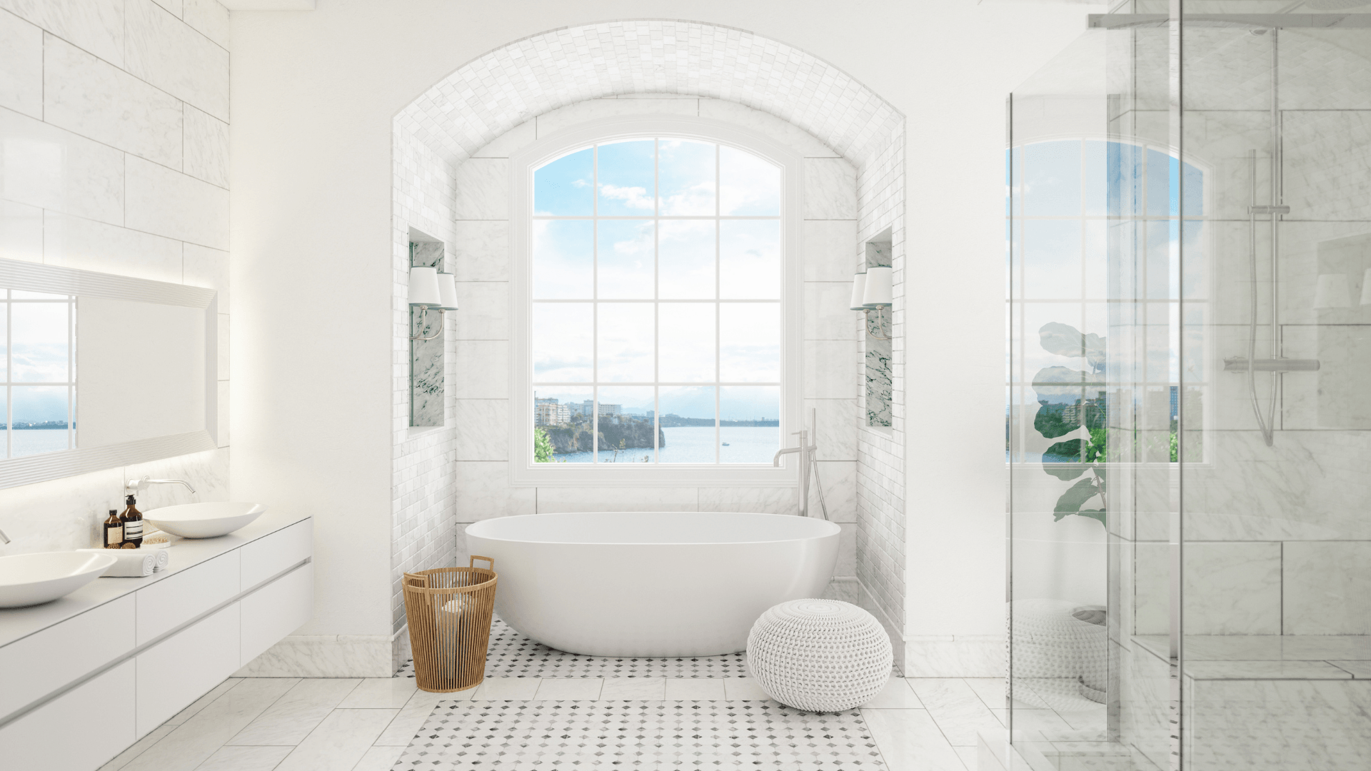 relaxing japandi bathroom spa