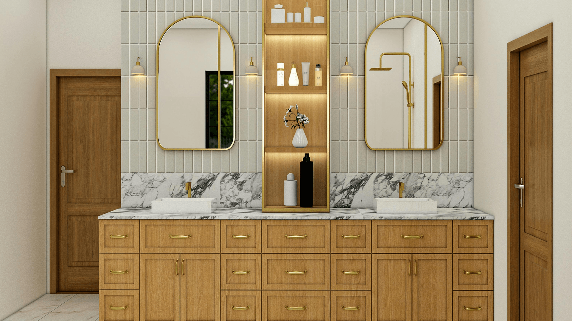 transitional bathroom cabinetry