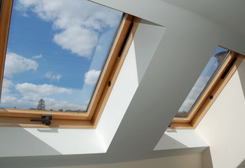 awning windows installed in a skylight
