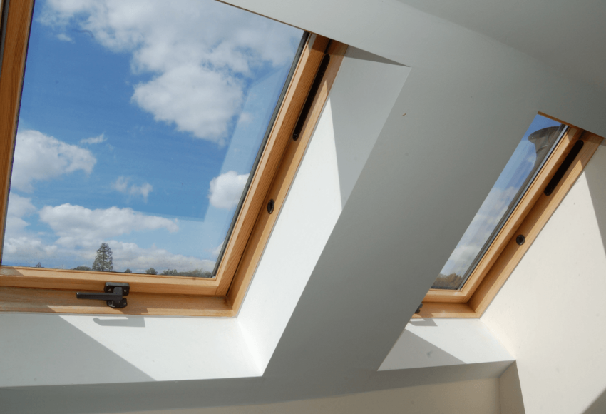 awning windows installed in a skylight