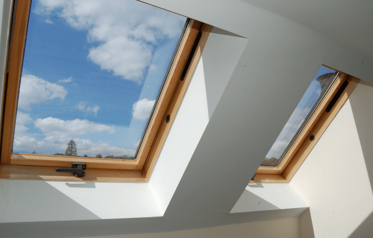 awning windows installed in a skylight